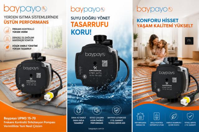 Baypayo AUTO UPM3 15-70 Frekans Kontrollü Sirkülasyon Pompası